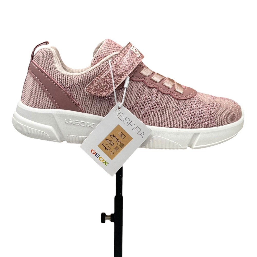 Geox Big Girls Aril Sneakers Slip-on Size 5 Light Rose Pink Metallic-finish